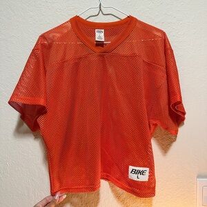 Vintage BIKE Mesh Jersey Orange Cropped Football Shirt Size Large